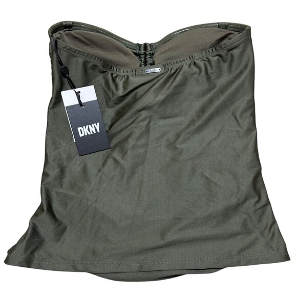 DKNY Womens Size S Moss Green Bandeau‎ Tankini Swimsuit Top NWT - Picture 3 of 7